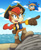 Size: 840x1024 | Tagged: safe, artist:torykitty, sally acorn, sonic the hedgehog, chipmunk, hedgehog, squirrel, duo, pirate outfit, sally x sonic, shipping, straight