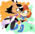 Size: 2048x2025 | Tagged: safe, artist:buddyhyped, nicole the hololynx, sally acorn, abstract background, duo, hand on another's face, heart, lesbian, looking at each other, nicole x sally, outline, shipping, signature, smile