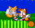 Size: 686x558 | Tagged: safe, artist:gilandes52, miles "tails" prower, 2022, abstract background, classic tails, duo, emerald hill, looking at viewer, modern tails, pixel art, posing, self paradox, smile, smiling at viewer, sprite, standing