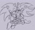 Size: 984x844 | Tagged: dead source, safe, artist:sunnysundaeart, shadow the hedgehog, sonic the hedgehog, 2024, blushing, cute, duo, gay, grey background, holding them, kneeling, lidded eyes, line art, looking at each other, shadow x sonic, shipping, simple background, sketch, smile