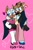 Size: 850x1280 | Tagged: safe, artist:veo-queenofcards, agent topaz, rouge the bat, deer, 2024, bisexual, bisexual pride, duo, heart, lesbian, lesbian pride, mobianified, pink background, pride, rouge x topaz, shipping, simple background, smile, tongue out, wing hug