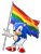 Size: 1690x2251 | Tagged: safe, artist:miniluv73, sonic the hedgehog, 2024, 3d, classic sonic, flag, gay pride, holding something, looking at viewer, pride, pride flag, pride month, simple background, smile, solo, standing, transparent background