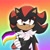 Size: 2047x2048 | Tagged: safe, artist:thelastlivingme, shadow the hedgehog, flag, gradient background, holding something, looking at viewer, nonbinary, nonbinary pride, obtrusive watermark, pride, pride flag, smile, solo, watermark