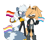 Size: 1691x1356 | Tagged: safe, artist:itz-pandora, tangle the lemur, whisper the wolf, bigender, bigender pride, duo, edit, flag, holding something, lesbian, lesbian pride, outline, pride, pride flag, shipping, smile, standing, t4t, tangle x whisper, trans female, trans pride, transgender