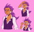 Size: 1404x1310 | Tagged: safe, artist:meowtheplushie, nack the weasel, human, frown, humanized, looking offscreen, one fang, purple background, simple background, solo, sweatdrop, tan skin
