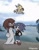 Size: 548x700 | Tagged: safe, artist:javiniess, knuckles the echidna, miles "tails" prower, sonic the hedgehog, crossdressing, dress, gay, knuxonic, meme, outdoors, photographic background, shipping, suit, thumbs up, trio, water, wedding, wedding dress, wedding suit