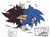 Size: 1533x1140 | Tagged: safe, artist:lemon_child4, shadow the hedgehog, sonic the hedgehog, hedgehog, 2024, blushing, dialogue, duo, eyes closed, french kiss, gay, holding each other, kiss, making out, male, moaning, mwah, shadow x sonic, shipping, simple background, sweat, sweatdrop, white background