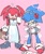 Size: 706x845 | Tagged: safe, artist:knso_no1, knuckles the echidna, sonic the hedgehog, echidna, hedgehog, basket, broom, crossdressing, dress, duo, gay, gothic lolita, heart, knuxonic, lolita, maid outfit, male, pink background, shipping, simple background, standing