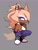 Size: 1536x2048 | Tagged: safe, artist:zaoiinsta, whisper the wolf, wolf, 2024, alternate outfit, arms folded, clothes, ear piercing, earring, female, grey background, looking offscreen, painted fingernails, punk, simple background, solo, spiked collar, squatting
