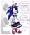 Size: 1441x1668 | Tagged: safe, artist:soramotsuchi, sonic the hedgehog, hedgehog, 2024, crossdressing, english text, gothic lolita, japanese text, lolita, maid outfit, solo, sonic colors, speech bubble, virtual hedgehog, white background