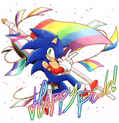 Size: 3500x3600 | Tagged: safe, artist:shu_0696, sonic the hedgehog, 2024, abrosexual pride, aro ace pride, asexual pride, flag, gay pride, genderqueer pride, lesbian pride, mlm pride, nonbinary pride, palestine flag, pansexual pride, pride, pride flag, simple background, solo, trans pride, v sign, white background, wink