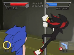 Size: 960x720 | Tagged: suggestive, artist:cadieeex3, shadow the hedgehog, sonic the hedgehog, 2024, animated, duo, pole, pole dancing, shadow the hedgehog (video game), sound, webm