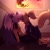 Size: 2048x2048 | Tagged: safe, artist:alwix_tweet, tangle the lemur, whisper the wolf, human, 2024, abstract background, dark skin, duo, eyes closed, humanized, imminent kissing, indoors, kneeling, lesbian, mouth open, shipping, sitting, sunset, tangle x whisper, window