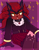 Size: 799x1021 | Tagged: dead source, safe, artist:kigut, shadow the hedgehog, 2024, alternate outfit, belt, border, cheek fluff, choker, clothes, gloves off, headcanon, looking at viewer, pentagram, purple background, signature, simple background, sitting, skirt, smile, solo, sparkles, stockings, sweater, trans female, transfeminine, transgender