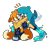 Size: 1150x1040 | Tagged: safe, artist:son1c, kit the fennec, miles "tails" prower, blushing, cute, duo, eyes closed, gay, hair over eyes, heterochromia, hugging, kit x tails, kitabetes, looking at them, shipping, simple background, smile, surprise hug, surprised, tailabetes, tentacle, transparent background, wagging tail, water