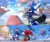 Size: 2048x1706 | Tagged: safe, artist:tighesam, knuckles the echidna, metal sonic, miles "tails" prower, neo metal sonic, sonic the hedgehog, sonic heroes, 2024, abstract background, arms folded, blue shoes, daytime, egg fleet, eggman empire logo, from below, group, outdoors, robot, standing, team sonic