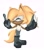 Size: 1819x2048 | Tagged: safe, artist:meyk, whisper the wolf, wolf, 2020, classic sonic (universe), classic style, classic whisper, eyes closed, female, holding something, idw sonic the hedgehog, one fang, pointing, simple background, smile, solo, standing, white background