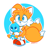 Size: 2048x2048 | Tagged: safe, artist:thiscatdraws, miles "tails" prower, chao, carrying them, chaobetes, cute, duo, ear fluff, frown, looking offscreen, neutral chao, outline, signature, sonic's modern shoes, standing, tailabetes