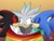 Size: 1024x768 | Tagged: safe, artist:alusniper, shadow the hedgehog, silver the hedgehog, sonic the hedgehog, 2020, bandana, blushing, chest fluff, crying, ear fluff, eyes closed, frown, gay, gay pride, gradient background, kiss on cheek, polyamory, pride, pride flag, shadow x silver, shadow x silver x sonic, shadow x sonic, shipping, signature, silver x sonic, standing, tears, tears of embarrassment, trio