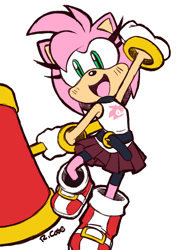 Size: 600x800 | Tagged: safe, artist:rcase, amy rose, alternate outfit, piko piko hammer, solo