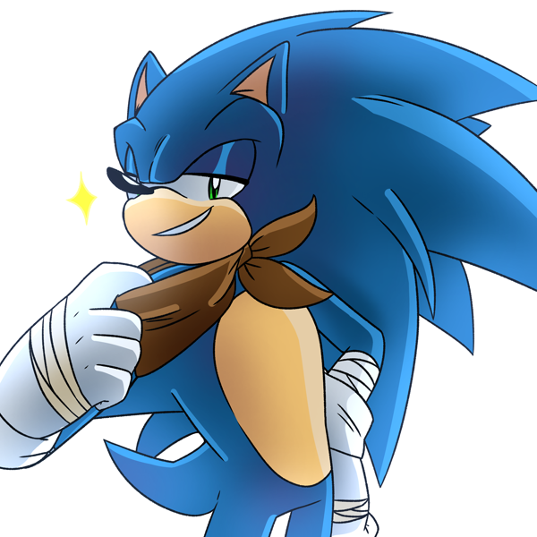 Size: 3072x3072 | Tagged: safe, artist:isabellaexpertartist, sonic the hedgehog, 2024, clenched teeth, featured image, hand on hip, lidded eyes, simple background, smile, solo, sonic boom (tv), standing, star (symbol), white background