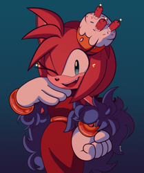 Size: 4080x4879 | Tagged: safe, artist:chaoslose, amy rose, the murder of sonic the hedgehog, gradient background, looking at viewer, mouth open, smile, solo, standing, wink