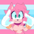 Size: 1640x1640 | Tagged: safe, artist:knizuu, amy rose, icon, looking at viewer, pride flag background, smile, solo, standing, top surgery scars, trans boy amy, trans male, transgender, transmasc pride, transmasculine