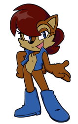 Size: 1887x2992 | Tagged: safe, artist:zimisnotdrifting, sally acorn, hand on hip, looking at viewer, mouth open, outline, signature, simple background, solo, standing, transparent background