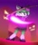 Size: 1692x2000 | Tagged: dead source, safe, artist:mechathetecha, clove the pronghorn, pumpkin hill, dress, gradient background, halloween outfit, nighttime, scythe, this will end in a boss fight, watermark
