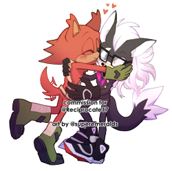 Size: 454x452 | Tagged: safe, artist:superemeralds, gadget the wolf, infinite the jackal, blushing, cute, duo, eyes closed, gadgebetes, gay, heart, hugging, infinibetes, looking at them, rookinite, shipping, signature, simple background, smile, standing, transparent background, wagging tail