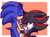 Size: 1280x940 | Tagged: dead source, safe, artist:superemeralds, shadow the hedgehog, sonic the hedgehog, blushing, border, cute, duo, eyes closed, gay, hands on another's face, kiss on head, kneeling, red background, shadow x sonic, shadowbetes, shipping, signature, simple background, sketch, sonabetes, standing