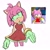 Size: 2048x2048 | Tagged: safe, artist:kiwi_iki, amy rose, 2024, eye clipping through hair, eyebrow clipping through hair, green sclera, head tilt, lidded eyes, looking away, looking offscreen, mouth open, redraw, reference inset, sassy, signature, simple background, solo, sonic rush, standing, white background