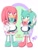 Size: 775x1024 | Tagged: safe, artist:koruri1991hszn, knuckles the echidna, sonic the hedgehog, echidna, hedgehog, 2024, alternate outfit, blushing, crossdressing, dress, duo, gothic lolita, lolita, maid outfit