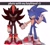 Size: 2048x1831 | Tagged: dead source, safe, artist:clery_trixy, shadow the hedgehog, sonic the hedgehog, hedgehog, 2024, caption, duo, english text, gay, glowing eyes, holding hands, lidded eyes, looking at viewer, male, meme, shadow (lighting), shadow x sonic, shadowed face, shipping, signature, simple background, smile, standing, text, v sign, white background