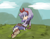 Size: 2048x1602 | Tagged: safe, artist:fleshbook, perci the bandicoot, abstract background, bandicoot, clouds, daytime, female, frown, grass, lidded eyes, looking at viewer, looking back, looking back at viewer, mountain, outdoors, pose, sitting, solo, sonic boom (tv)