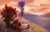 Size: 1425x910 | Tagged: safe, artist:maipeikko, shadow the hedgehog, sonic the hedgehog, sonic the hedgehog 3 (film), 2024, abstract background, backlighting, clouds, duo, frown, grass, hands on hips, lidded eyes, lineless, looking down, looking offscreen, outdoors, sitting, smile, standing, sunset, water