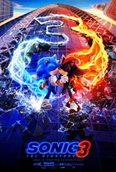 Size: 1379x2048 | Tagged: safe, artist:holographicros3, shadow the hedgehog, sonic the hedgehog, sonic the hedgehog 3 (film), 2024, abstract background, broken glass, building, daytime, duo, gay, holding each other, movie poster, outdoors, poster, running, shadow x sonic, shipping, skating