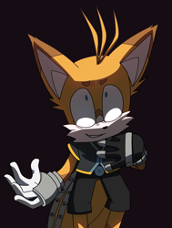 Size: 1536x2028 | Tagged: safe, artist:itz-pandora, miles "tails" prower, nine, sonic prime, black background, simple background, solo