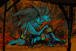 Size: 2048x1365 | Tagged: safe, artist:rapidhighway, silver the hedgehog, abstract background, looking at viewer, solo