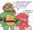 Size: 1498x1316 | Tagged: safe, artist:molu9818, knuckles the echidna, echidna, 2023, crossover, dialogue, duo, english text, hand on another's shoulder, i think we're gonna have to kill this guy, meme, one fang, simple background, speech bubble, teenage mutant ninja turtles, turtle, white background