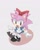 Size: 715x894 | Tagged: safe, artist:pita_b882, amy rose, hedgehog, sonic superstars, 2024, classic amy, dress, grey background, hair bow, lolita, simple background, smile, solo, sweet lolita