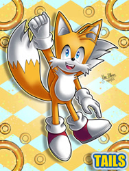 Size: 828x1104 | Tagged: safe, artist:star-shiner, miles "tails" prower, fox, blue eyes, gloves, male, orange fur, rings, shoes, socks