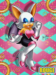 Size: 828x1104 | Tagged: safe, artist:star-shiner, rouge the bat, bat, boots, female, gloves, pants, rings, turquoise eyes, white fur, wings