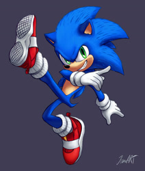 Size: 828x975 | Tagged: safe, artist:jamoart, sonic the hedgehog, hedgehog, sonic the hedgehog (2020), blue fur, gloves, green eyes, male, posing, shoes, socks