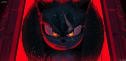 Size: 2048x991 | Tagged: safe, artist:lhis_lucas, sonic the hedgehog 3 (film), 2024, abstract background, dark, glowing eyes, looking ahead, looking at viewer, redraw, solo, terios the hedgehog