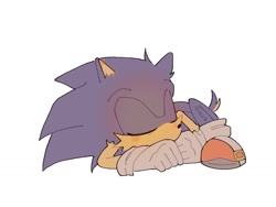 Size: 1024x768 | Tagged: safe, artist:whoza5k, sonic the hedgehog, 2024, eyes closed, simple background, sleeping, solo, white background