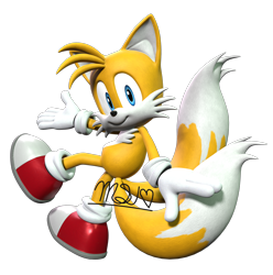 Size: 1986x2000 | Tagged: safe, artist:mariennesonia, miles "tails" prower, 3d, looking at viewer, modern tails, redraw, signature, simple background, smile, solo, transparent background