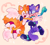 Size: 2222x2001 | Tagged: safe, artist:tecmiles, miles "tails" prower, oc, oc:miles the cat, cat, fox, 2023, beige background, blushing, cute, duo, eyes closed, male, mouth open, ocbetes, simple background, smile, sparkles, tailabetes