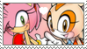 Size: 99x56 | Tagged: safe, artist:mshoshi, amy rose, cream the rabbit, 2017, amream, blushing, duo, heart, lesbian, shipping, smile, stamp