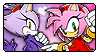 Size: 99x56 | Tagged: safe, artist:reykholtz, amy rose, blaze the cat, 2016, amy x blaze, duo, frown, heart, lesbian, looking at viewer, shipping, smile, stamp